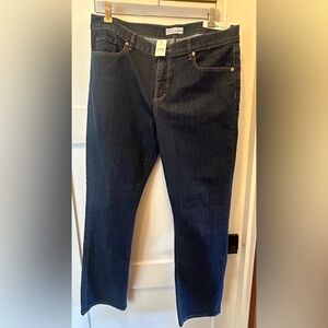 LOFT Women's Straight-Leg Jeans in Dark Blue Denim